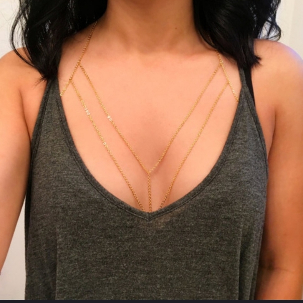 Sexy gold chain bralette